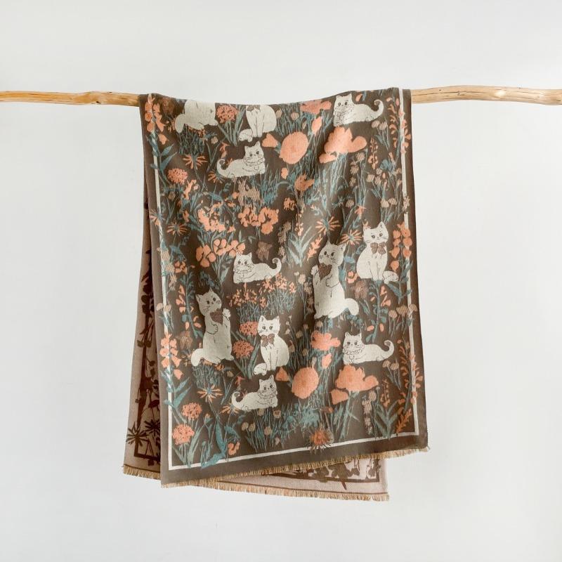 New cute cat scarf women's autumn and winter velvet thickened imitation cashmere shawl with warm scarf women