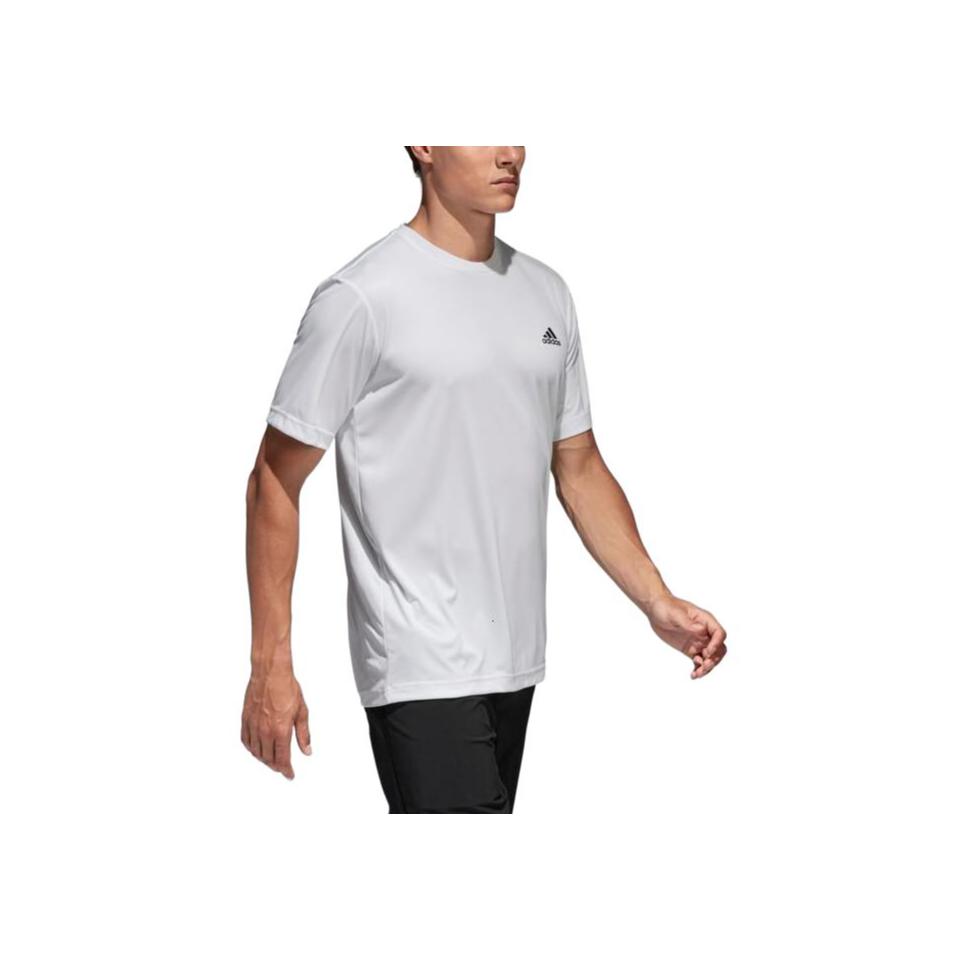 Adidas Solid Color Logo Crew Neck Sports Tee Men Tops White GK4302