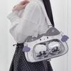 Kawaii Cat Itabag With Transparent PU Badge Display Cotton Plush Toy Storage Fashion Backpack For Outdoor Small Items
