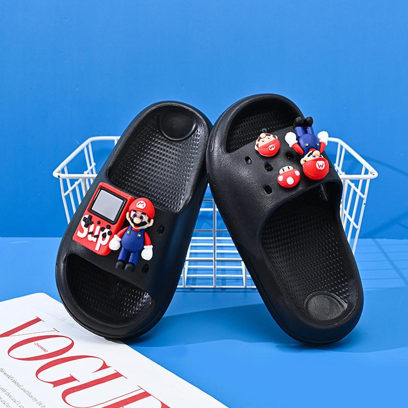 Comfortable Cartoon Mario Boys' Slippers Lightweight Soft Bottom Non-slip Design Perfect For Summer Wear