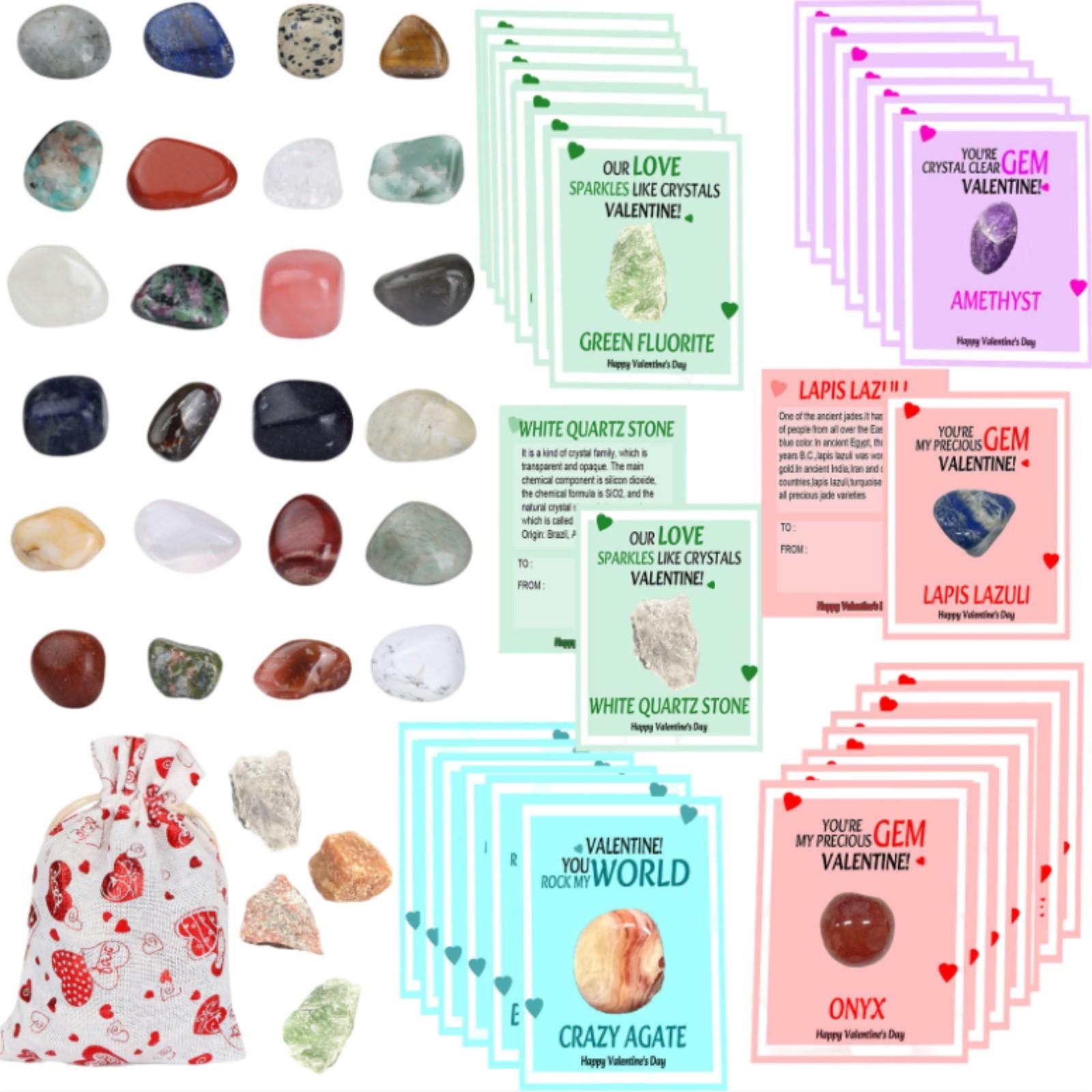 

28 Pack Prefilled Valentines Cards & Crystal - Valentines Day Gifts For Kids Classroom - Valentines Day Cards For Kids School Classroom Class Exchange One Size