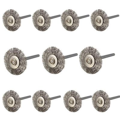 10 cepillos de rueda de alambre de acero inoxidable de 3 mm para amoladora Dremel, herramienta rotativa de 21 mm