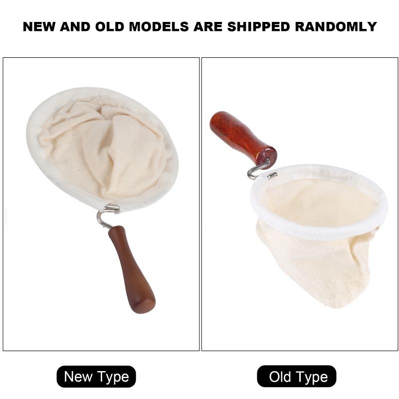 Cloth Coffee Filters Cloth Coffee Strainer Reusable Washable Flannel Cloth Handmade Coffee Filter Strainer with Wood Handle