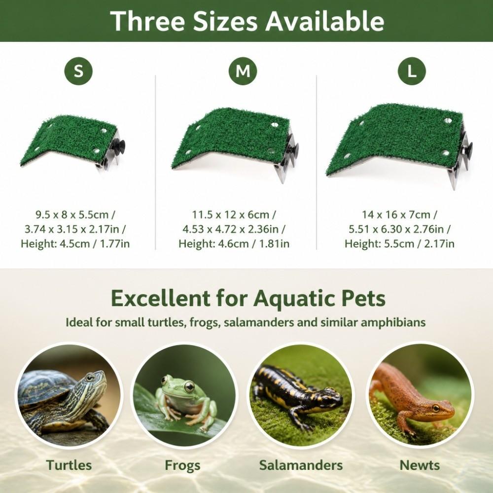 Simulation Grass Turtle Basking Platform Suction Cup Mount Turtle Ladder Ramp Small Turtles