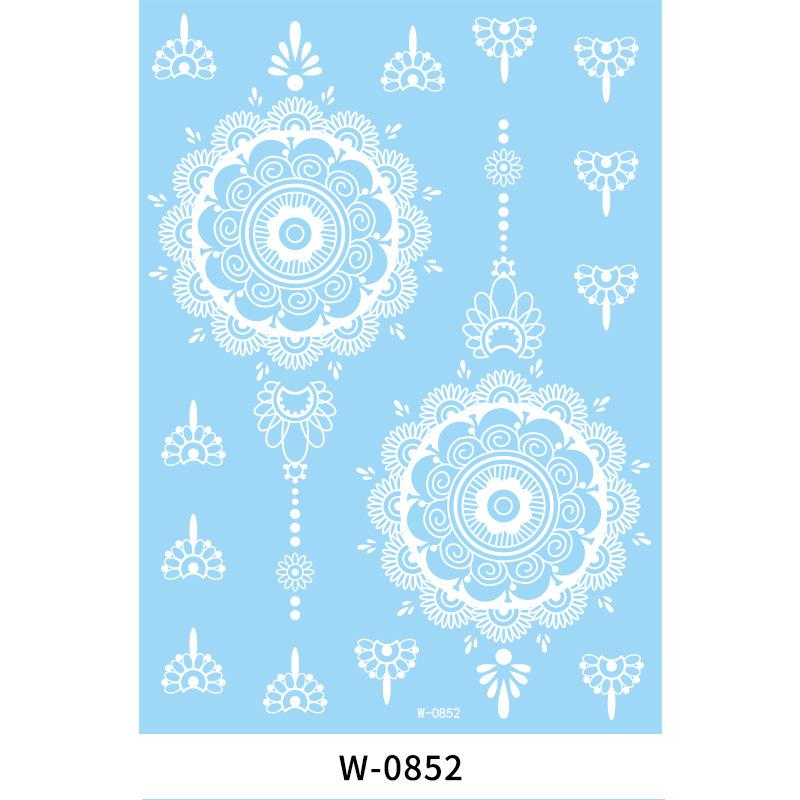 Beauty Sticker White Lace Tattoo Sticker Indian Temporary Tattoo Waterproof Tattoo Sticker