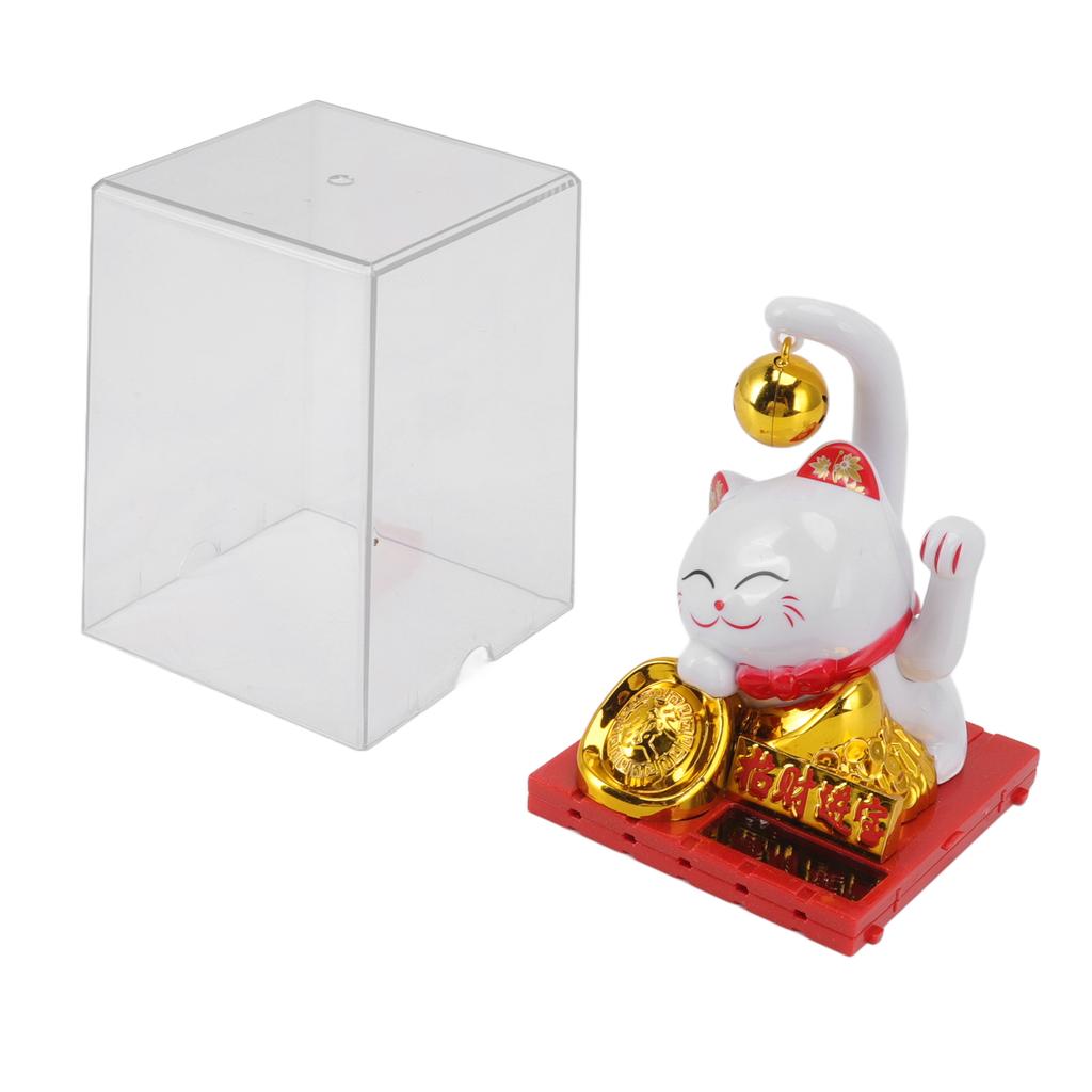 Small Bell Lucky Cat Solar Ornaments Light Energy Sensing Lucky Cat Mascot Statue Decoration for Home Car Office Gift