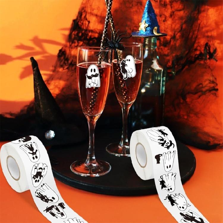500Pcs Halloween Ghostly Sticker Removable Wrapping Label for Seal Envelope Invitation Card Packaging Scrapbooking
