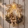 Christmas Star Gift for Family Lighted Nativity Door Swag, Bethlehem of Faith Wall Decor, Light-up Holy Indoor Festive Wreath Hanging Decoration Front