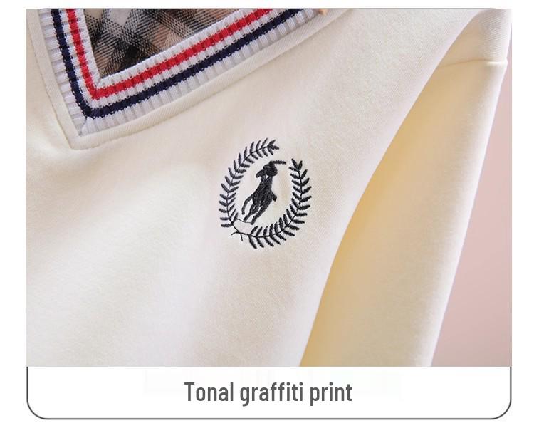 Boys' Autumn/Winter Fake Two-Piece Fleece Pullover Long-Sleeve T-Shirt