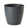 Anthracite plastic flowerpot with saucer, 107x11cm, round