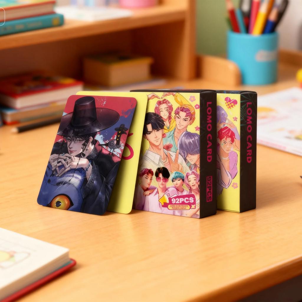 92 Pieces Cartoon Photo Collectible Cards Set Anime Style Gift Memorabilia