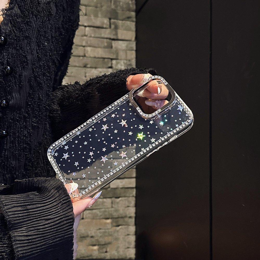 Luxury Diamond Star Glitter Phone Case For iPhone 15 11 12 13 14 16 Pro Max 16 Plus Bling Transparent Shockproof Soft TPU Cover
