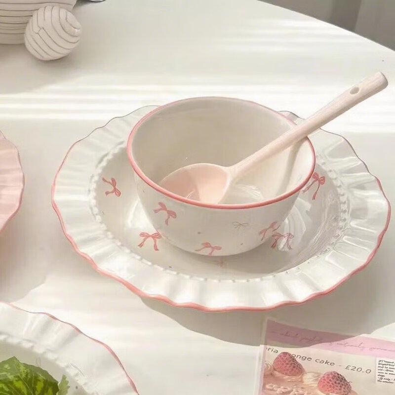 CERAMICS Cream Style Ceramic Bowl and Spoon Set