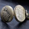 Vintage Wolf Head Pattern Black Quartz Pocket Watch Arabic Digital Dial Unisex Necklace Pendant Jewelry Men's and Women's Gift