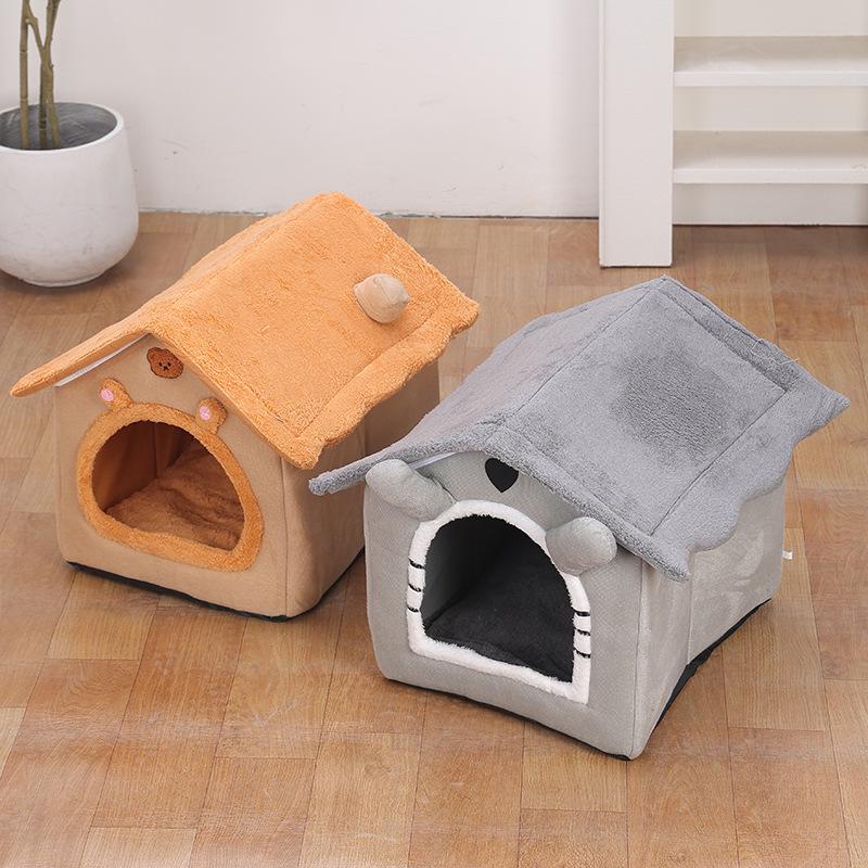 All-Season Plush-Lined Washable Cat Bed and House