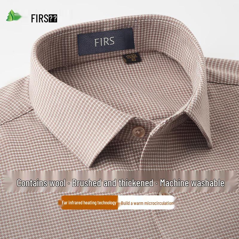 

Мужская клетчатая терморубашка FIRS из смесовой шерсти, с начесом, в деловом стиле, с длинным рукавом 40