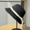 New Bucket Hat Large Brim Women's Beach Hollow Knitted Hat Women's Sun Hat Foldable