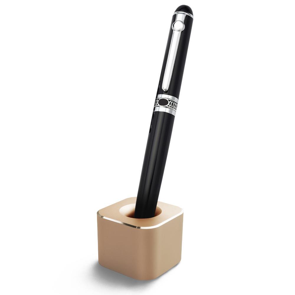 Creative Mini Aluminum Pen Holder office supplies Square Shape Metal Pen Stand Non-slip Pencil Slot