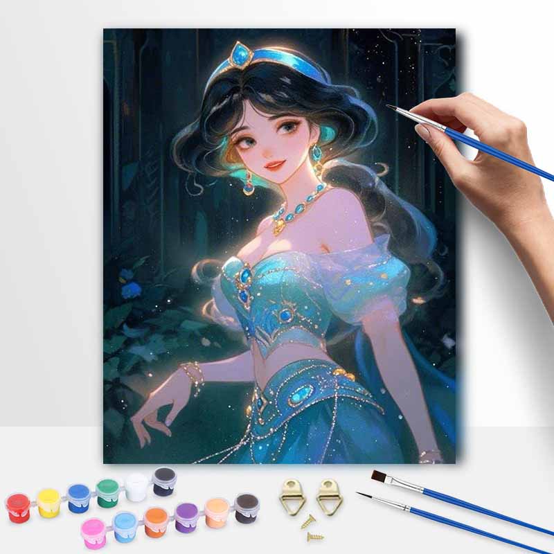 Disney Jasmine Oil Painting Kit Canvas DIY Home Decor Gift Enchanting Princess Artwork 128 Chars