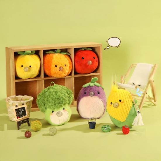 Vegetable Plush Toy Keychain Soft Squeezable Stuffed Animal Keychain Stress Relief Fidget