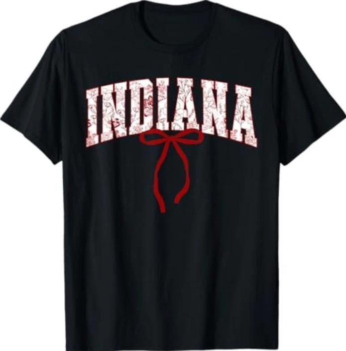 Indiana Vintage Athletic Sports Red Coquette Bow 80s 90s T-Shirt L