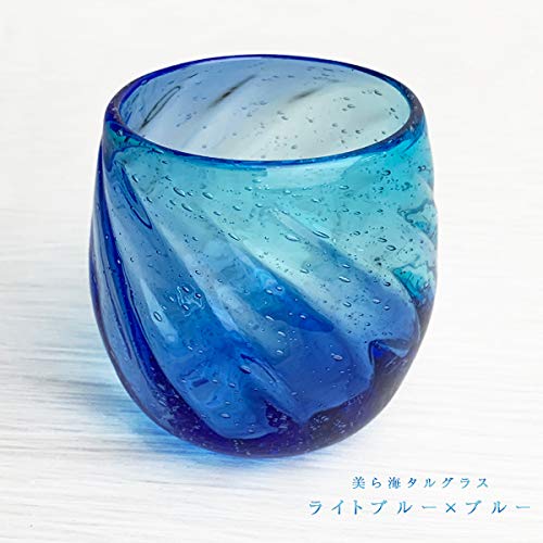 Kubagasaya Ryukyu Glass Ryukyu Glass Rocks Glass Okinawa Souvenir Churaumi Tal Glass Lyseblå x Blå Kald te Glass kopp kopp