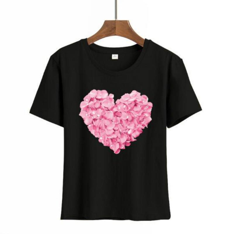Buy Pink Heart Flower Print Women T 