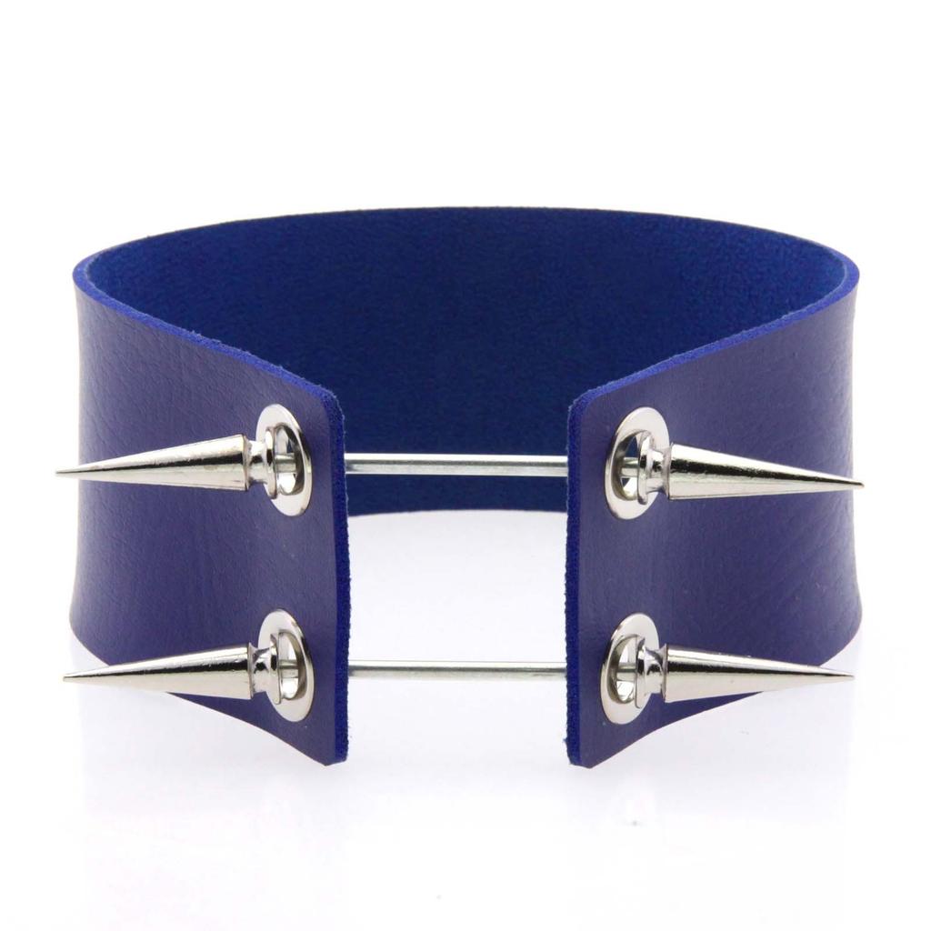 Alloy Spike Leather Choker, Rock Punk Harajuku Spiked Clavicle Necklace