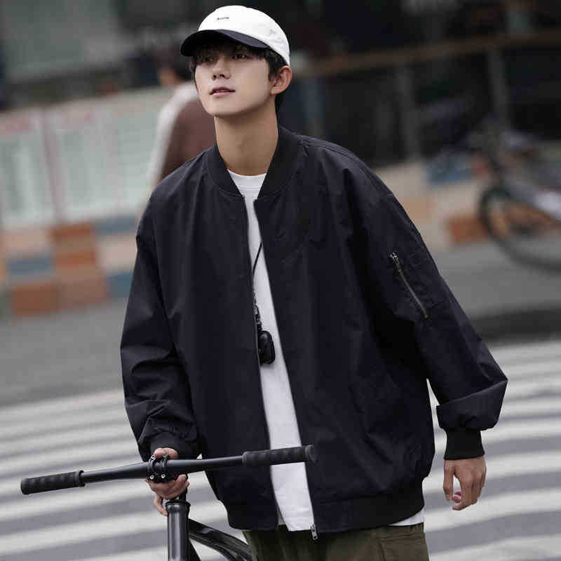 Men's Retro Spring and Autumn High-end Loose Bomber Jacket