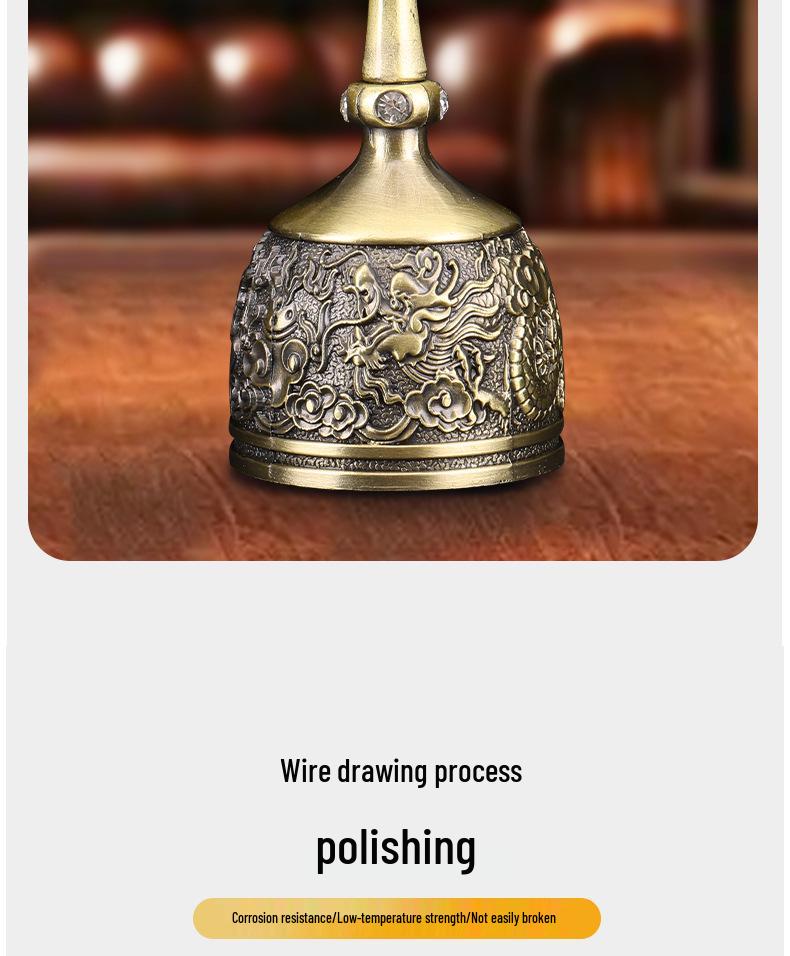 Bronze Dragon & Phoenix Bell - Embossed Metal Hand-Crank Bell for Restaurants, Bars, Dining Tables, and Classrooms