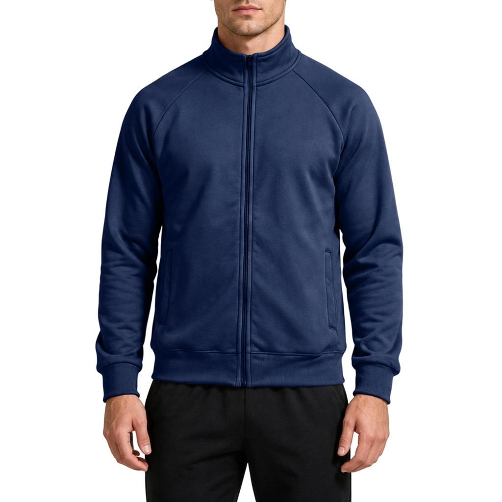 Men's Fall Winter Zip-Up Sweatshirt with Stand Collar, Casual Cardigan Jacket for Everyday Wear