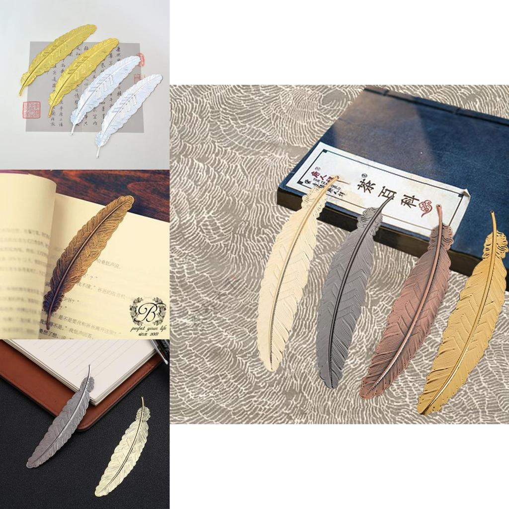 Ethnic Retro Metal Feather Bookmark With Electroplated Finish For Diy Crafts And Student Gifts