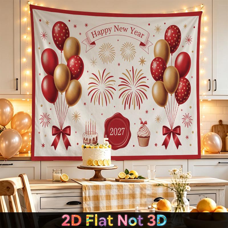 Party Backdrop New Year Fireworks Balloon Cake Flat Weddings Birthdays Showers Balloons Photo Background Decor Front Door Decor