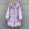 Women's Mid-Length Hooded White Duck Down Jacket - 2024 Winter Collection, Plus Size Available