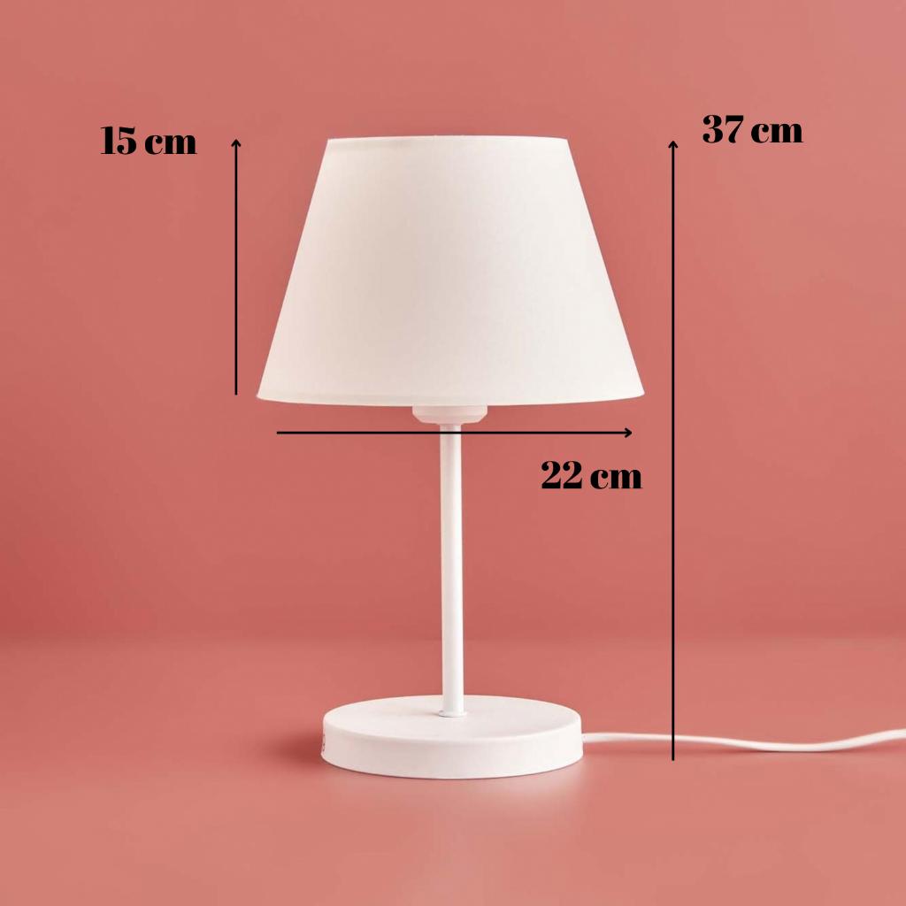 Art Beyaz Metal Gövdeli Üçlü Avize ve Abajur Seti Krem Kumaş