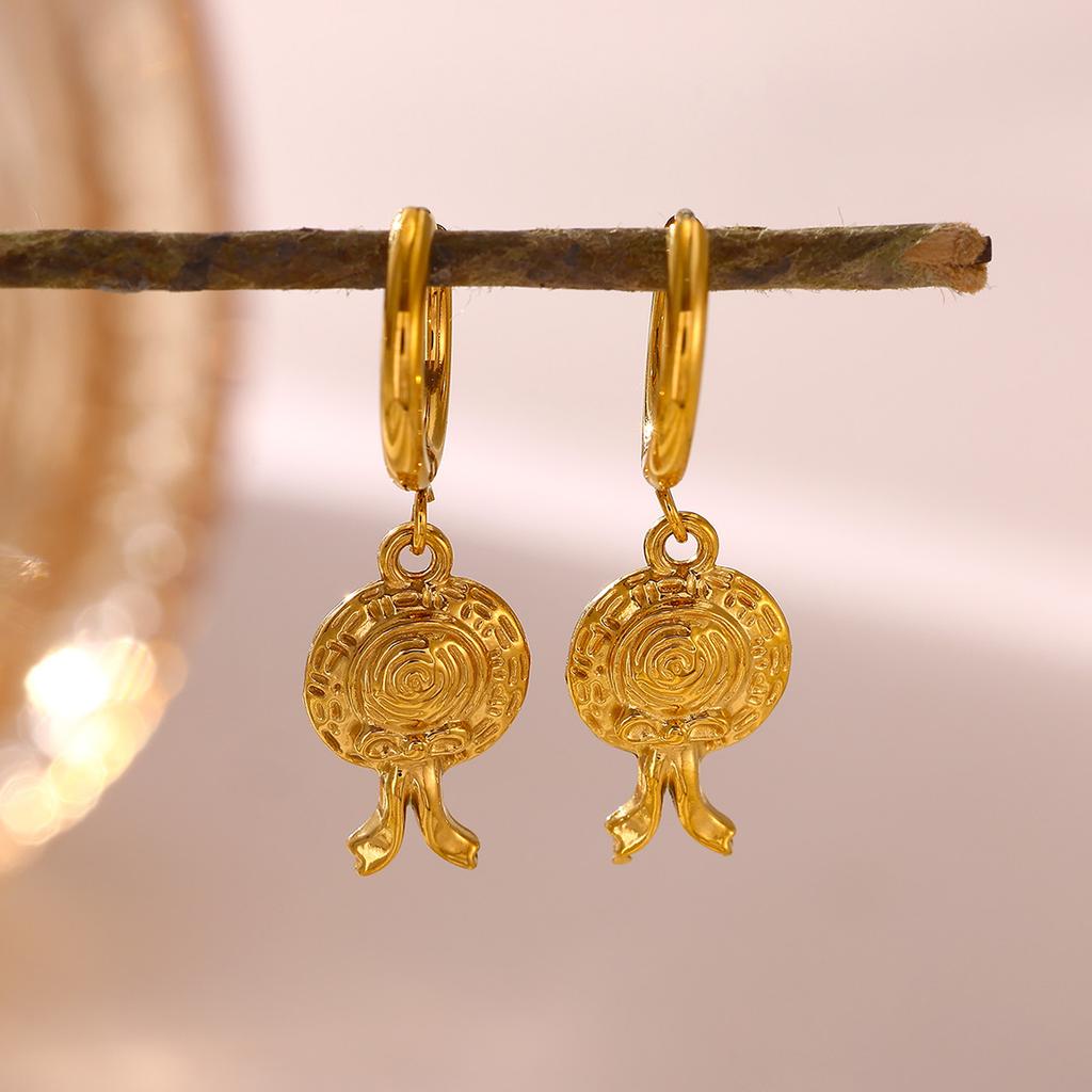 Cute Hoop Earrings Women's Party Geometric Heart Small Fish Gold Color Hanging Hoops Stainless Steel Jewelry Flower Earring Gift
