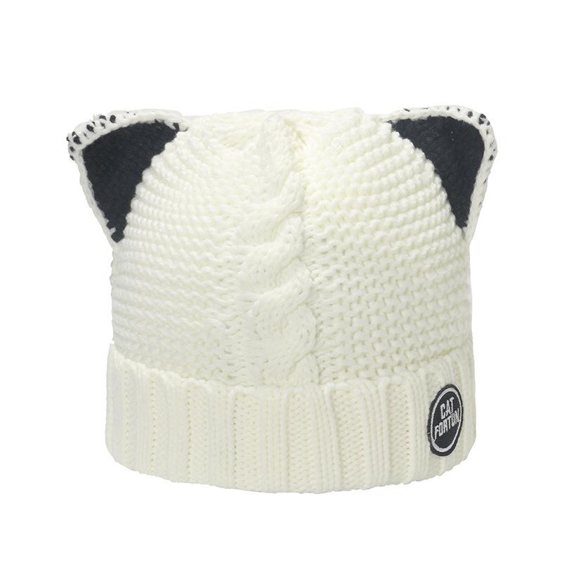 Cute cat ears knitted hat children winter Korean version warm ear protection cold hat show face small wool hat Internet celebrity