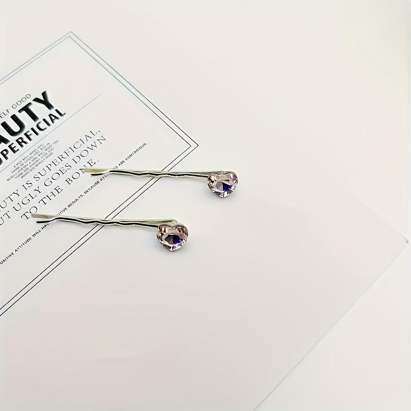 1 Pair Elegant Heart-Shaped Rhinestone Hair Clips for Women Sparkling Crystal & Alloy Barrettes, Stylish Elegant Hairpin Hair Accessories for Women