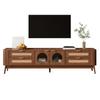 TV Cabinet, Tempered Safety Glass Doors, App-Controllable LED Lighting, Living Room Storage Cabinet, Chipboard, Solid Wood Legs, Four Drawers