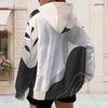 Women Plus Size Zip Up Hooded Sweatshirt Long Sleeve Abstract Geometric Print Drawstring Hood With Pockets