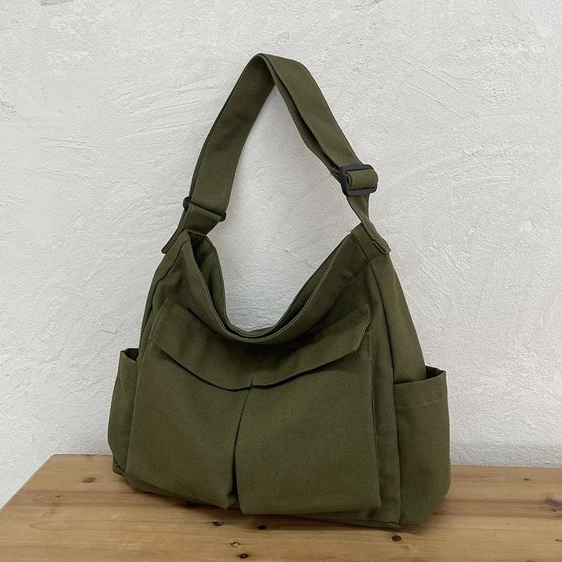 Canvas Zipper Crossbody Shoulder Bags Men's Bags Sale 2026 High Quality Causal Solid Sewing Thread Bolsa Transversal