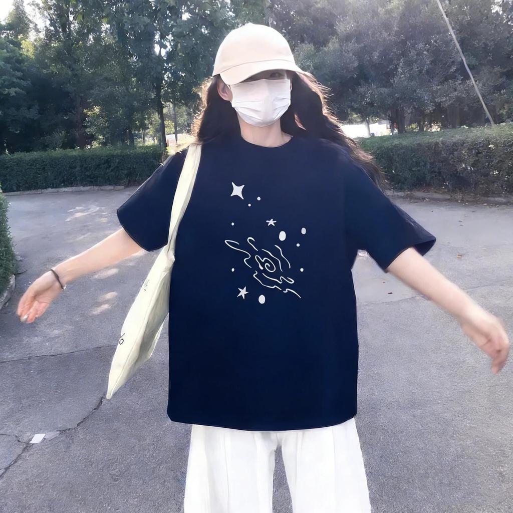 Women's Star Short Sleeve T-shirt - Summer 2026 Hot Style, Unique Pure Cotton, Loose Half Sleeve, Round Neck, Casual Top.
