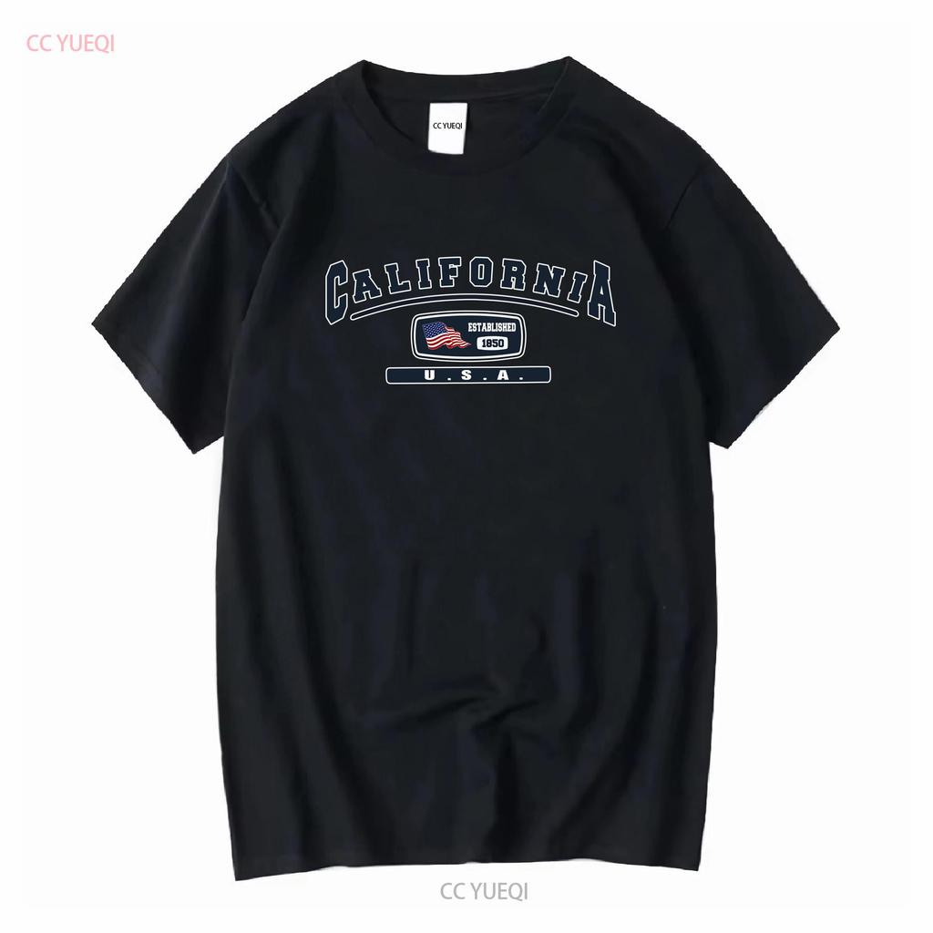 The Golden State California USA T shirt long or short sleeves vintage Washed Stylish Unisex Versatile Slightly fashion Casual