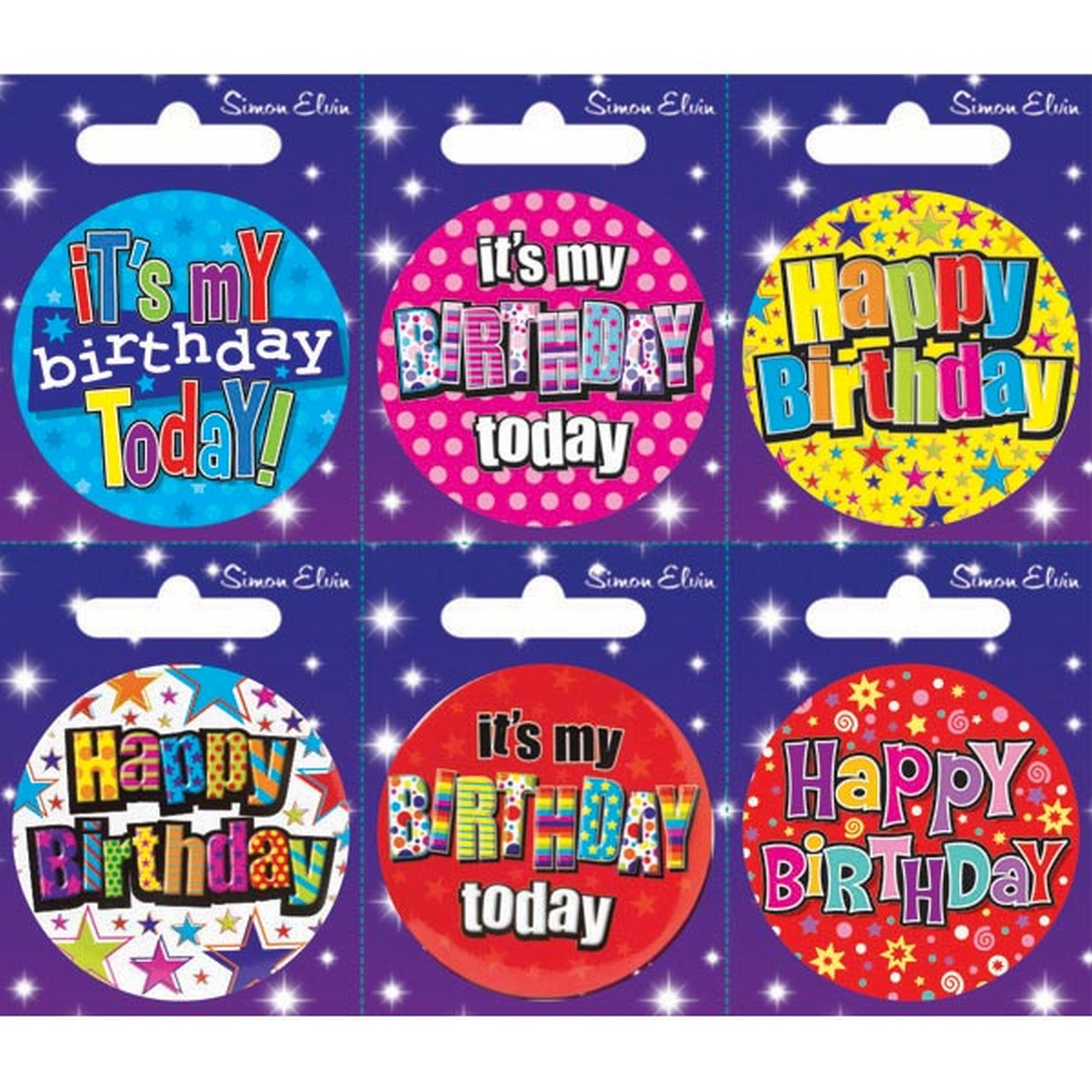 Simon Elvin Insignias pequeñas de cumpleaños (paquete de 6) One Size negro