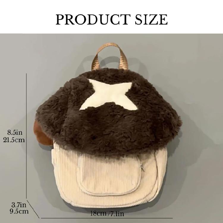 Girls Cartoon Mushroom Backpack Student School Bag Travel Bag Autumn Winter Dolls Bag Plush Backpack