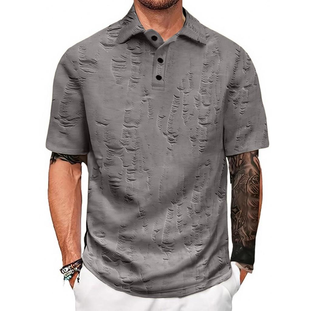 Men's Shirt Loose Casual Shirt Ripped Short Sleeve Casual
