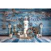 Summer Nautical Photography Background Underwater Pirate Wood Board Sailboat Rudder Boy Kids Birthday Party Decor Photo Backdrop