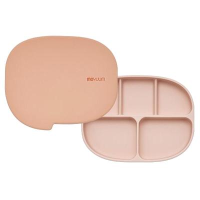 Moyum Baby Silicone Super Strong 5-Block Design Suction Plate+Snack Plate Lid Set, Terracora, Food Plate+Lid, 1 Set, Popular Korean Parenting Items