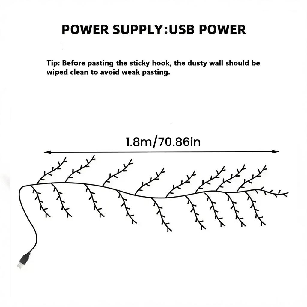 96 LED Willow Vine Lights 8 Modes Enchanted Wall Decoration Vine Lights with Remote Fairy Lights for Wall Christmas Home Decor