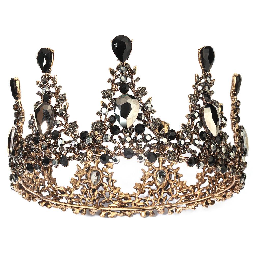 Halloween Party Fairytale Kingdom Happy Wedding Retro Color Crystal Rhinestone Tiaras Coronas Bride Wedding Crown for Bride